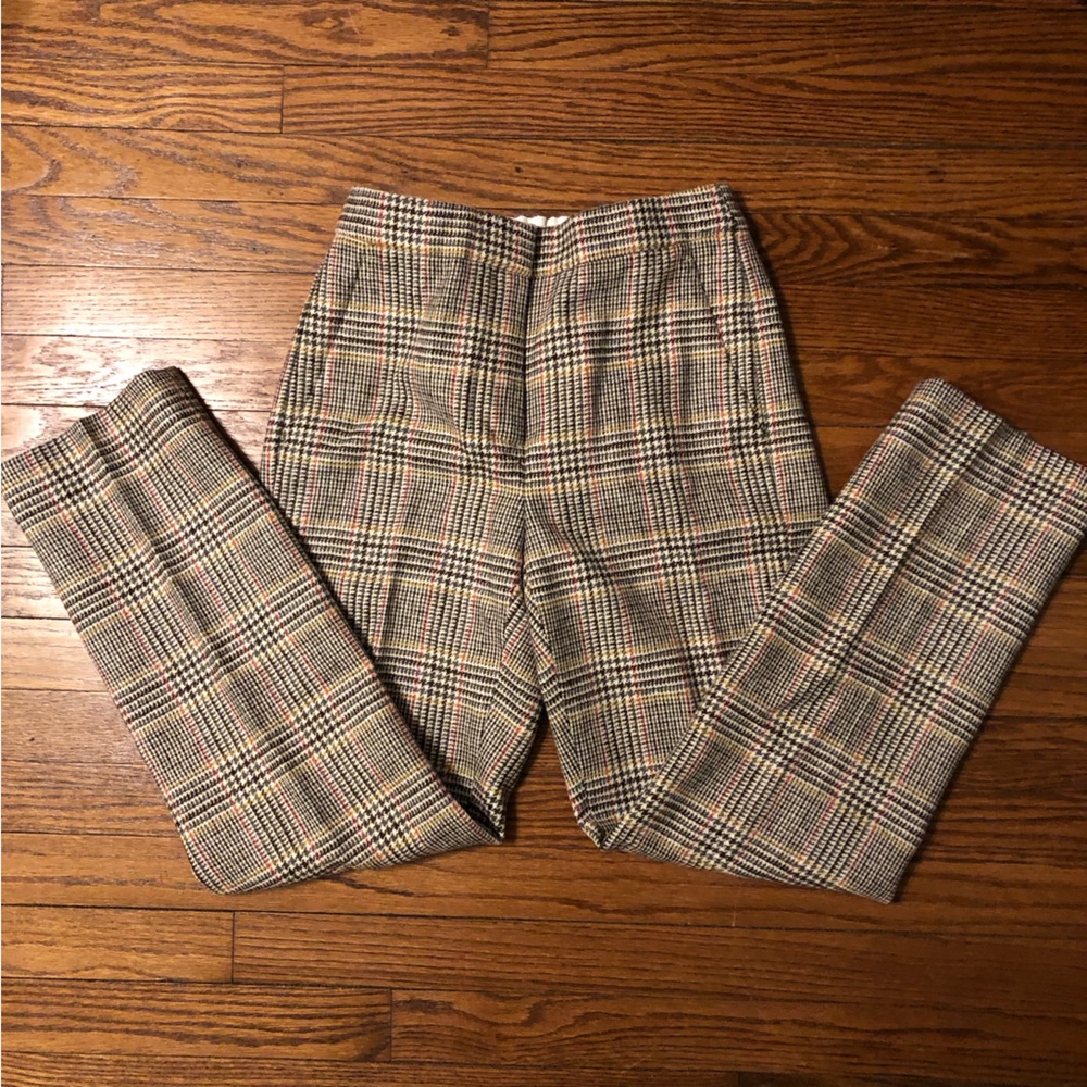 J.CREW Glen Plaid Wool Pull-On Straight Leg Pant in English Wool